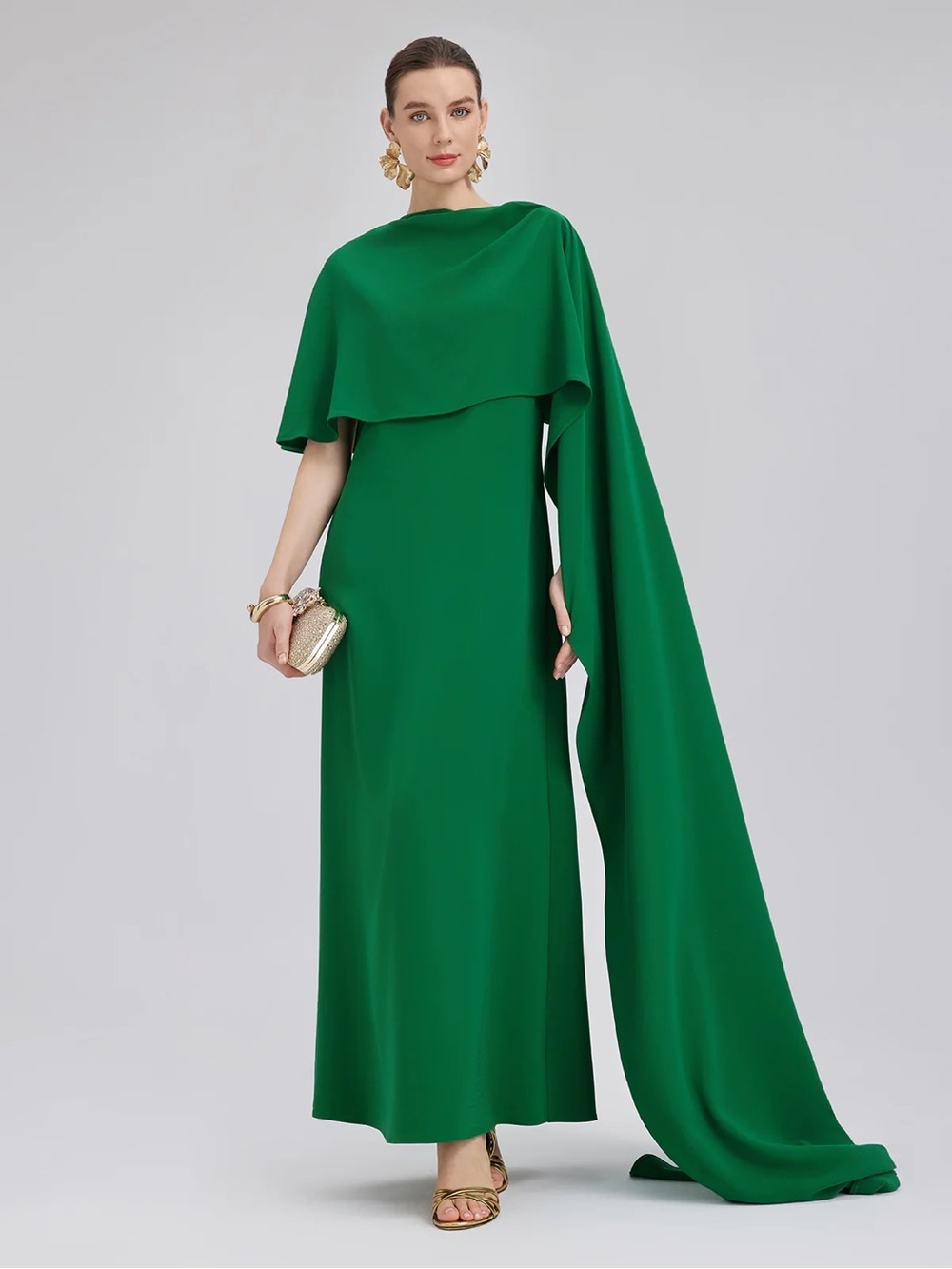 Rich Radi Q’s Emerald Shawl-Tie Evening Gown NWT - Picture 15 of 16